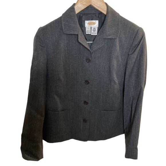 Talbots Gray Wool Button Front Short Blazer Jacket Sz 4P - Picture 3 of 8